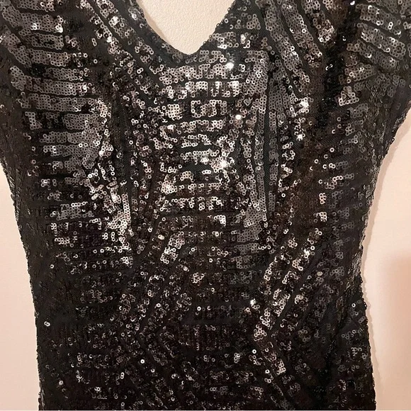 Sequin Feather Hem Dress - Picture 7 of 10